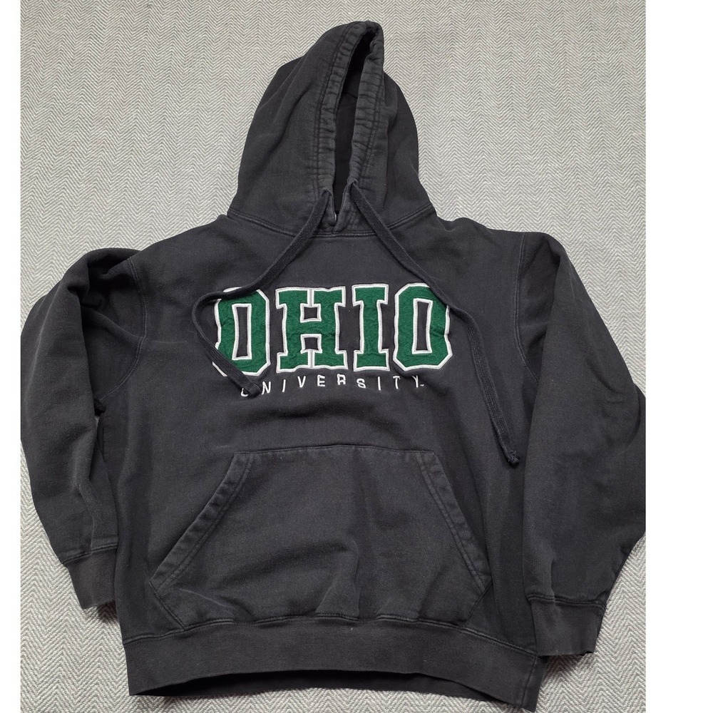 Ouray Sportswear Ohio‎ University Hoodie Black Green Felt Applique Mens Small
